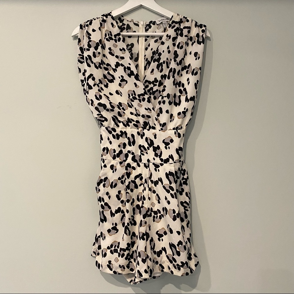 bebe leopard print romper
